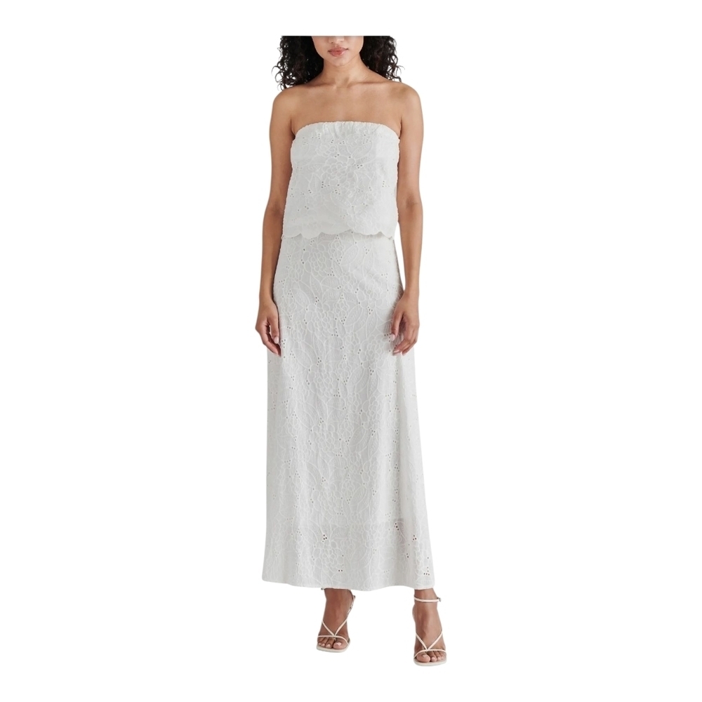 Steve Madden Amalia Eyelet Embroidered Cotton Maxi Skirt, Small - Picture 4 of 7